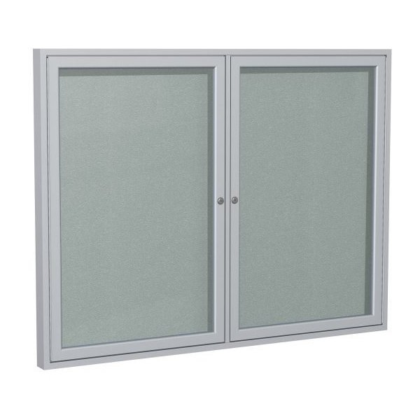 Ghent PA24860VX 48in x 60in 2-Door Enclosed Bulletin Board Vinyl Silver