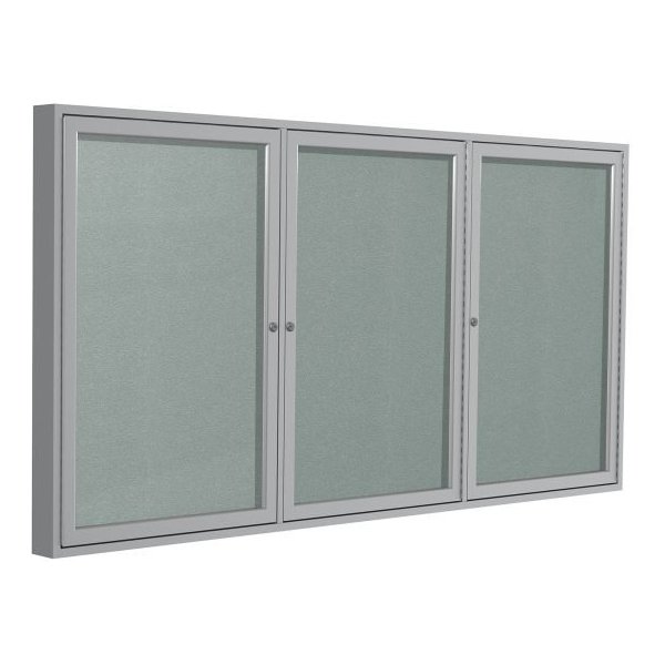 Ghent PA34872VX 48in x 72in 3-Door Enclosed Bulletin Board Vinyl Silver