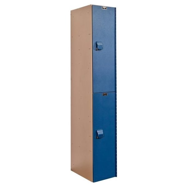 Hallowell HPL1282-2A-TB AquaMax Plastic Locker, Double Tier (72"H x 12"W, Blue, Add-On)