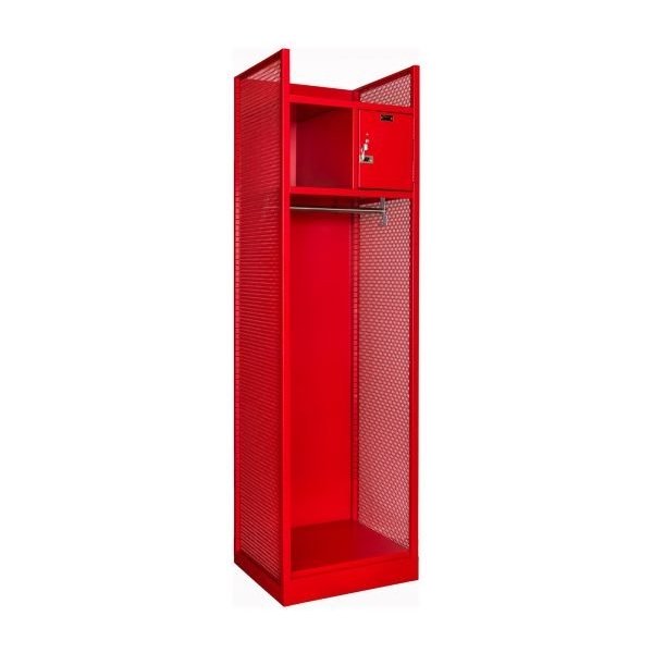 Hallowell TGBN42-1BC-G-RR-HT All-Welded Turnout Gear Firefighter Locker (86.25"H, Red, Open Base)