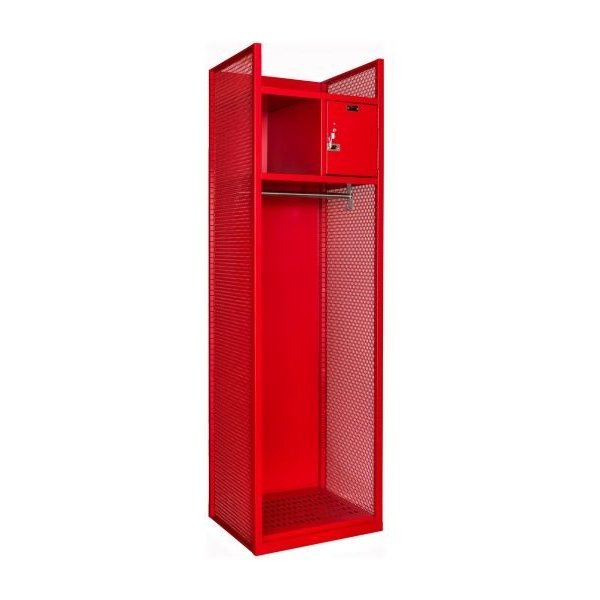 Hallowell TGBN42-1C-G-RR-HT All-Welded Turnout Gear Firefighter Locker (84"H, Red, Closed Base)