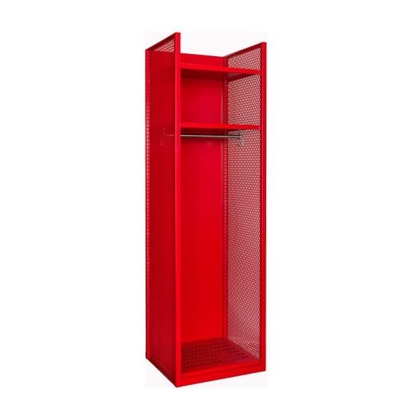 Hallowell TGNN42-1C-G-RR-HT All-Welded Turnout Gear Firefighter Locker (84"H, Red, Fixed Shelf/Closed Base)