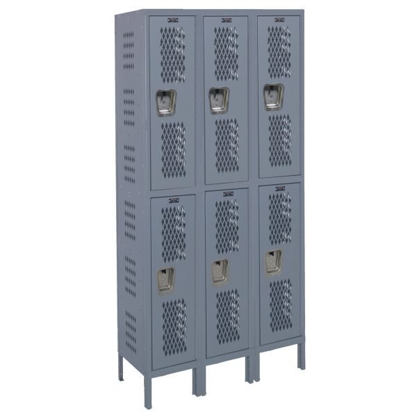 Hallowell U3258-2HDV-HG Heavy-Duty Ventilated Locker, Double Tier (78"H x 36"W, Dark Gray, Starter)
