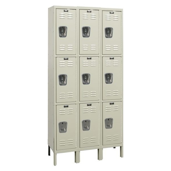 Hallowell U3258-3G-PT Galvanite Steel Locker, Triple Tier (78"H x 36"W, Tan, Starter)
