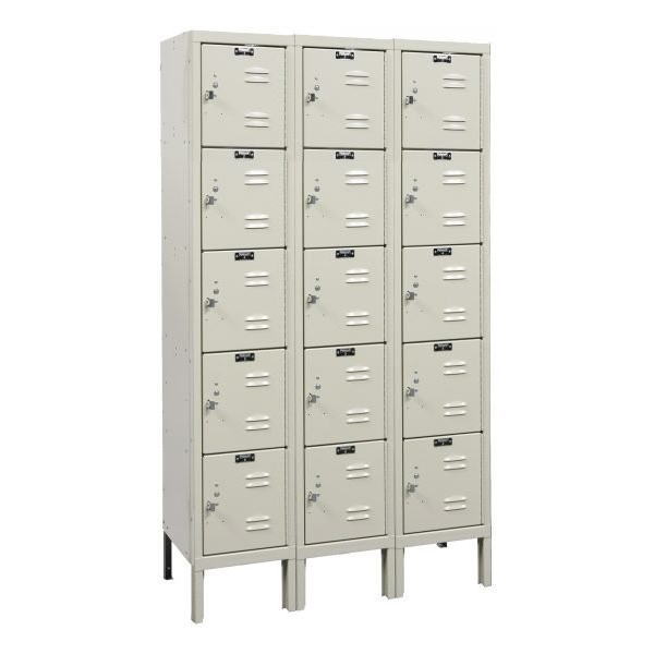 Hallowell U3286-5PT Premium Steel Locker, Five Tier (66"H x 36"W, Tan, Starter)