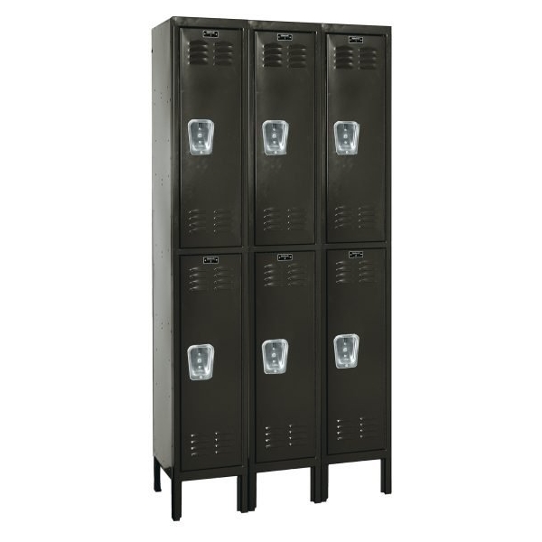 Hallowell U3288-2ME Premium Steel Locker, Double Tier (78"H x 36"W, Black, Starter)