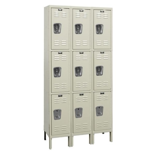 Hallowell U3288-3PT Triple Tier Premium Locker 78in H Tan