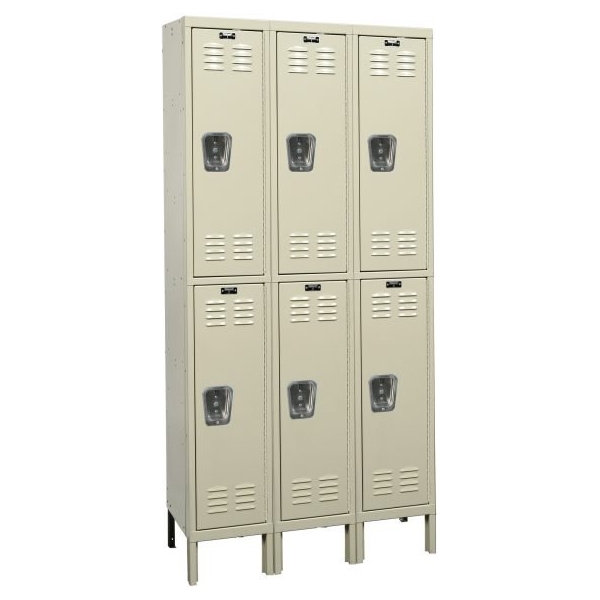 Hallowell U3558-2PT Premium Steel Locker, Double Tier (78"H x 45"W, Tan, Starter)