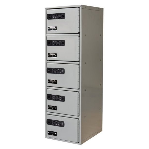 Hallowell UCTL192-5A-E-PL 15-Compartment Cell Phone/Tablet Charging Locker (9"W, Gray, Electronic Lock)