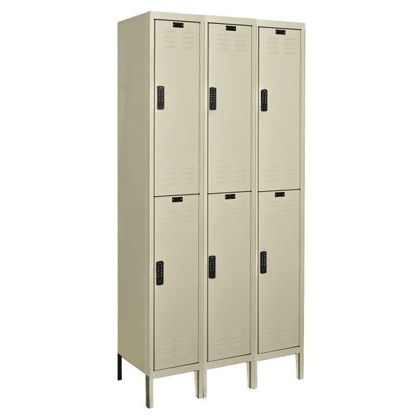 Hallowell UEL3288-2PT DigiTech Electronic Locker, Double Tier (78"H x 36"W, Tan, Starter)