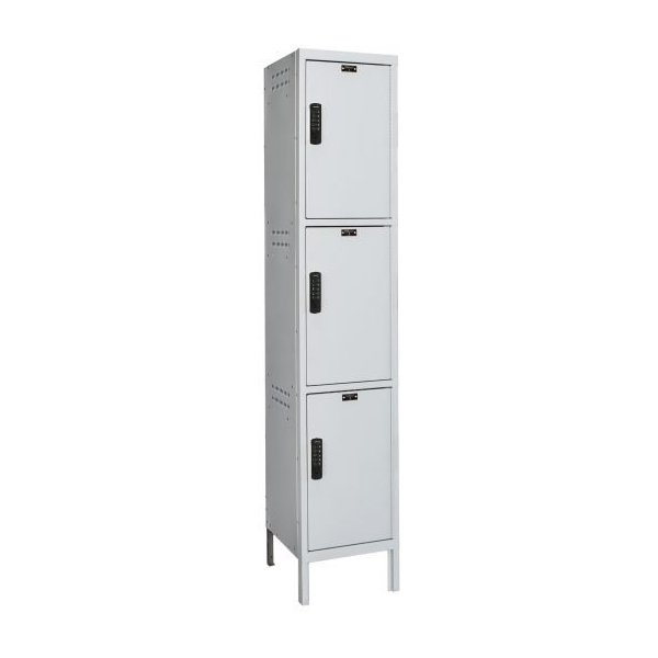 Hallowell UELBP1588-3A-PL 3-Tier Electronic Laptop/Backpack Locker, 78"H x 15"W, Gray (Add-On)