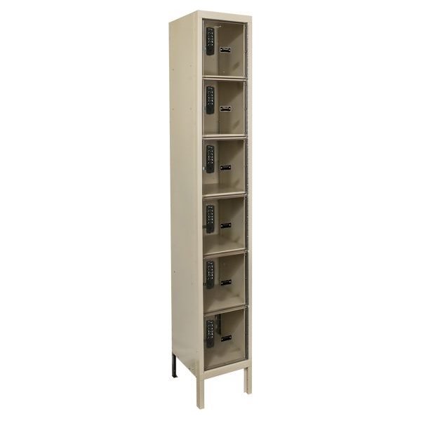 Hallowell UESVP1228-6A-PT DigiTech Safety-View Plus Locker, Six Tier (78"H x 12"W, Tan, Add-On)