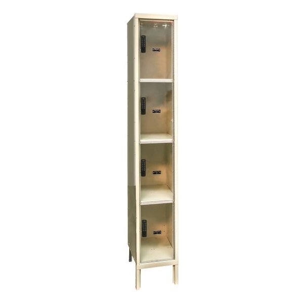 Hallowell UESVP1258-4PT DigiTech Safety-View Plus Locker, Four Tier (78"H x 12"W x 15"D, Tan, Starter)