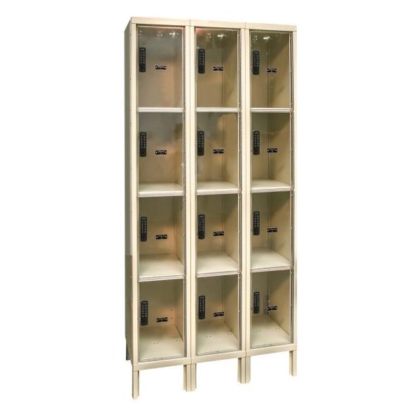 Hallowell UESVP3228-4A-PT DigiTech Safety-View Plus Locker, Four Tier (78"H x 36"W, Tan, Add-On)