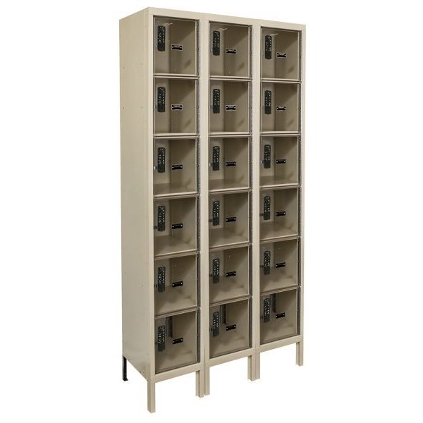 Hallowell UESVP3288-6A-PT DigiTech Safety-View Plus Locker, Six Tier (78"H x 36"W, Tan, Add-On)