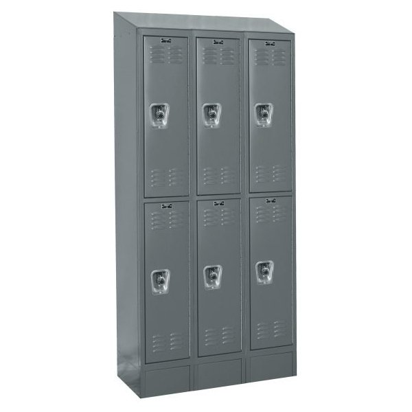 Hallowell URB3228-2ASB-HG ReadyBuilt Sloped-Top Locker, Double Tier (82"H x 36"W, Dark Gray, Starter)