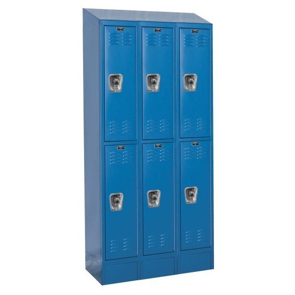 Hallowell URB3228-2ASB-MB ReadyBuilt Sloped-Top Locker, Double Tier (82"H x 36"W, Blue, Starter)