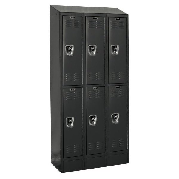 Hallowell URB3228-2ASB-ME ReadyBuilt Sloped-Top Locker, Double Tier (82"H x 36"W, Black, Starter)