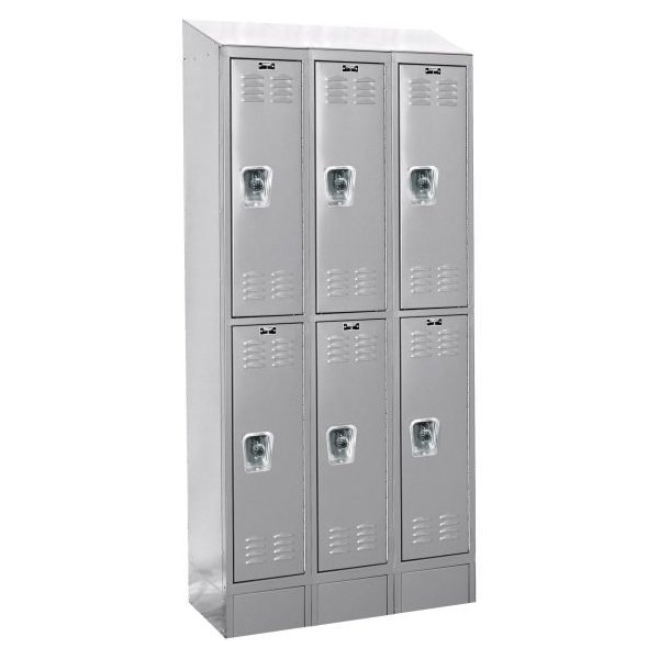 Hallowell URB3228-2ASB-PL ReadyBuilt Sloped-Top Locker, Double Tier (82"H x 36"W, Gray, Starter)