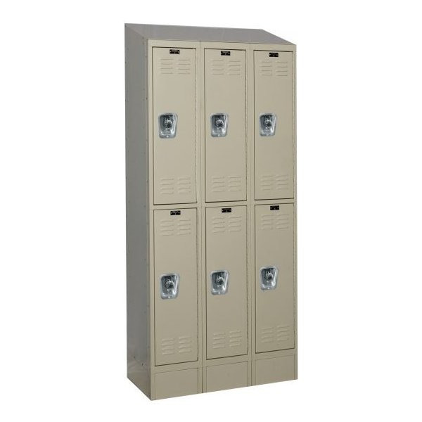 Hallowell URB3228-2ASB-PT ReadyBuilt Sloped-Top Locker, Double Tier (82"H x 36"W, Tan, Starter)