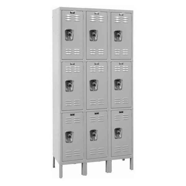 Hallowell URB3258-3A-PL Triple Tier ReadyBuilt Locker 78in H Gray