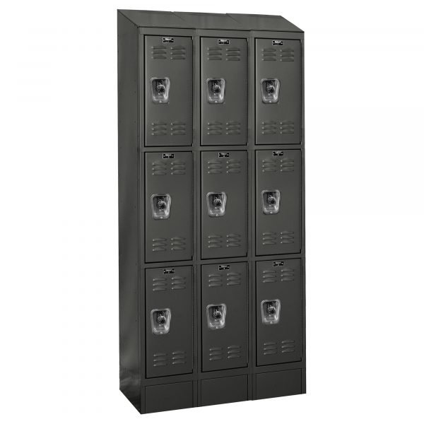 Hallowell URB3258-3ASB-ME Triple Tier ReadyBuilt Locker Sloped Top 83in H Black 1 Hallowell URB3258-3ASB-ME Triple Tier ReadyBuilt Locker Sloped Top 83in H Black