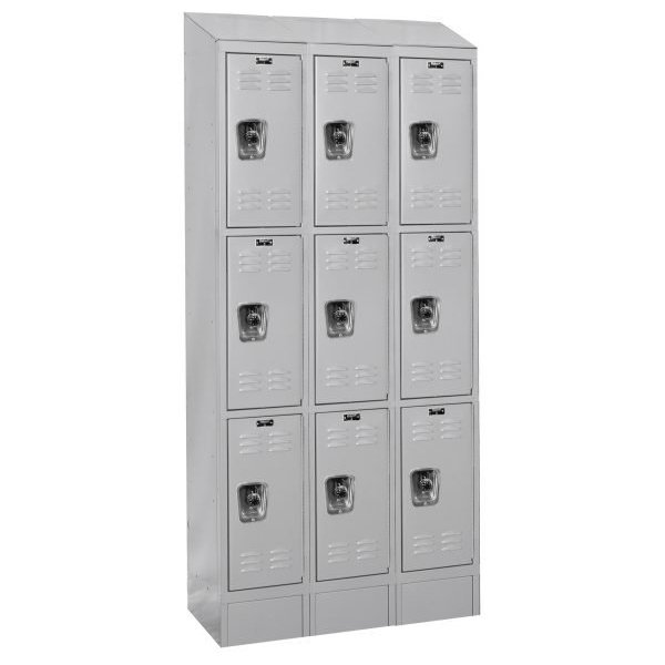 Hallowell URB3258-3ASB-PL Triple Tier ReadyBuilt Locker Sloped Top 83in H Gray