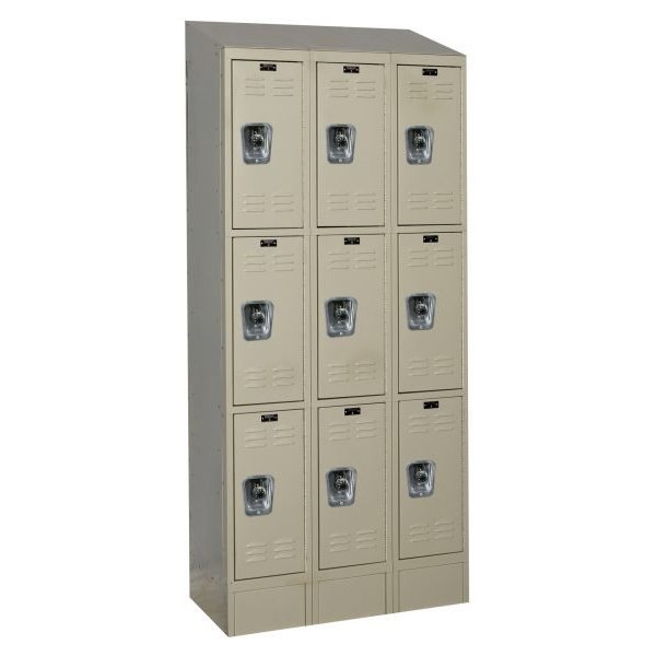 Hallowell URB3258-3ASB-PT Triple Tier ReadyBuilt Locker Sloped Top 83in H Tan