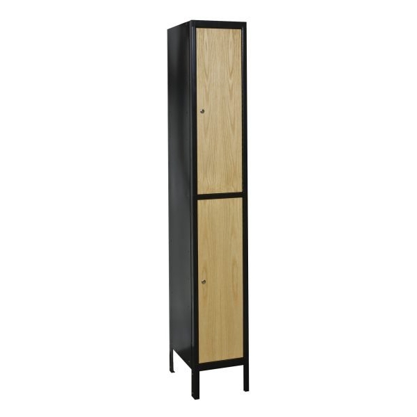 Hallowell UW1588-2MEW Metal-Wood Hybrid Locker, Double Tier (78"H x 15"W, Black, Starter)