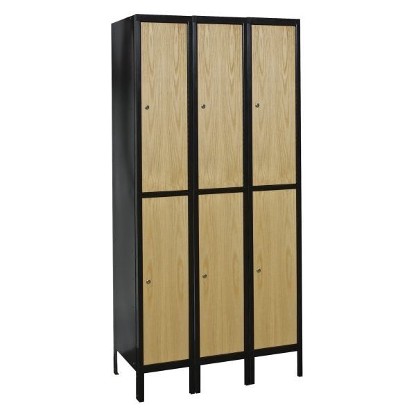 Hallowell UW3588-2A-MEW Metal-Wood Hybrid Locker, Double Tier (78"H x 45"W, Black, Add-On)