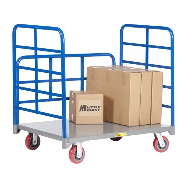 Little Giant DRB-3048-6PY 3,600 lbs Double End Rack Platform Truck w/ Side Rack (30" x 48")