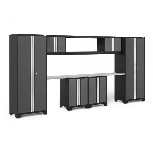 NewAge 50683 Bold Series Gray 9-Pc. Steel Garage Cabinet Set 1 NewAge 50683 Bold Series Gray 9-Pc. Steel Garage Cabinet Set