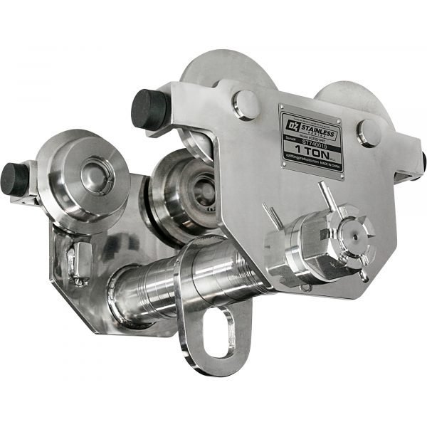 OZ Lifting OZSS1PBT Stainless Steel Push Beam Trolley 1-Ton Capacity