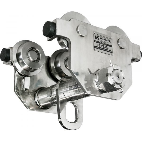 OZ Lifting OZSS2PBT Stainless Steel Push Beam Trolley 2-Ton Capacity