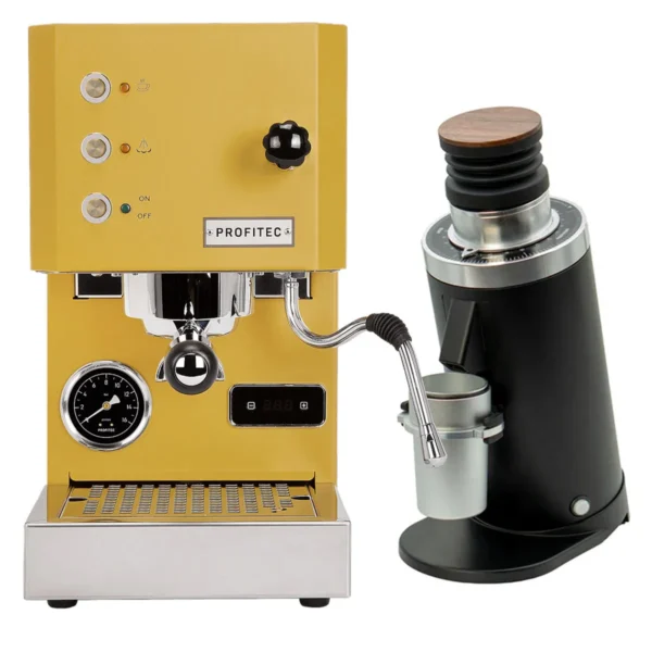 Profitec Go Yellow & DF64 Gen 2 - Black Grinder Bundle