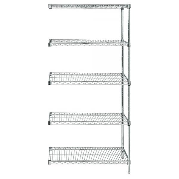 Quantum AD63-3072S-5 5 Shelf Stainless Wire Add-On Unit 30in D x 72in W x 63in H