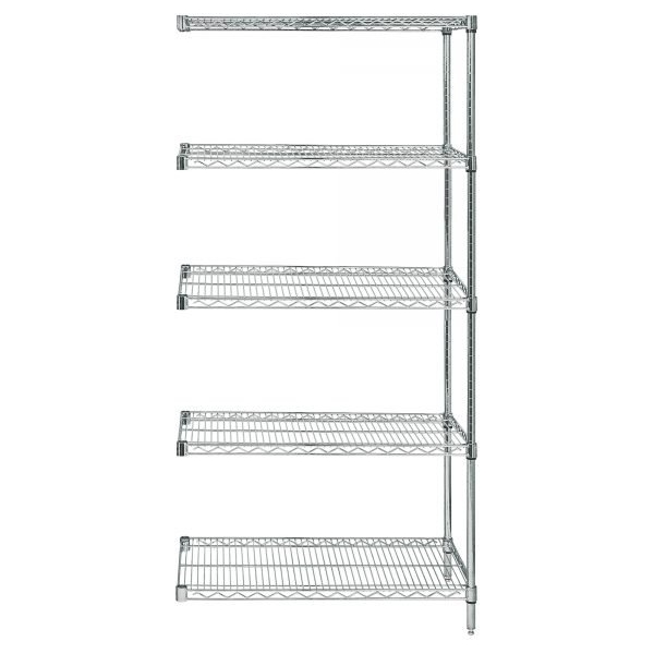 Quantum AD74-3636S-5 5 Shelf Stainless Wire Add-On Unit 36in D x 36in W x 74in H