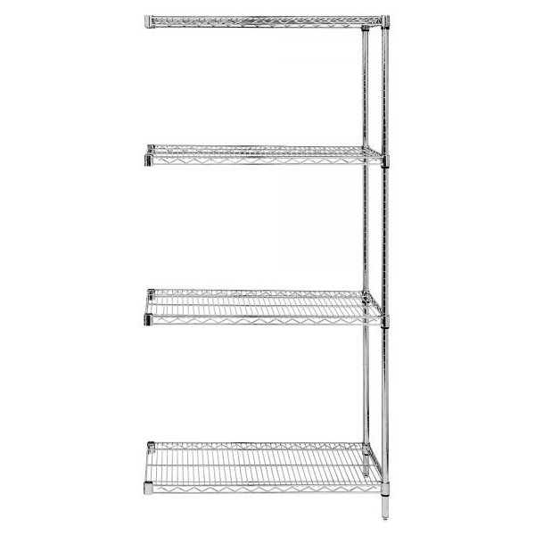 Quantum AD86-2172S 4-Shelf SS Wire Rack (86"H, 21"D x 72"W, Adder)