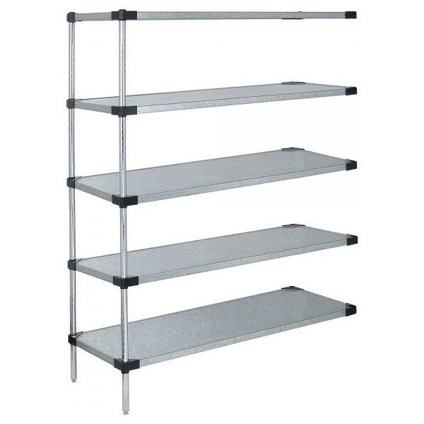 Quantum AD86-2172SG-5 5-Shelf Solid Galvanized Add-On Unit, 72in W x 21in D x 86in H