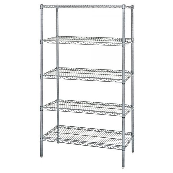 Quantum WR54-1448S-5 54in H Stainless Wire Add-On Unit (14in D x 48in W, 5-Shelf)