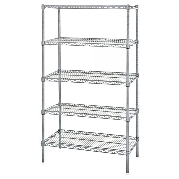 Quantum WR63-2436S-5 63in H Stainless Wire Add-On Unit (24in D x 36in W, 5-Shelf)