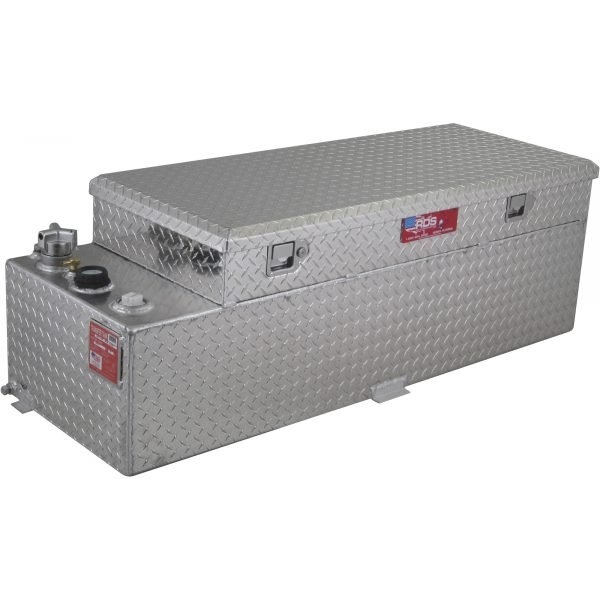 RDS 71787 Aluminum Transfer Fuel Tank/Toolbox Combo 60 Gal Rectangular Diamond Plate
