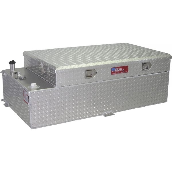 RDS 71788 Aluminum Transfer Fuel Tank/Toolbox Combo 90 Gal Rectangular Diamond Plate