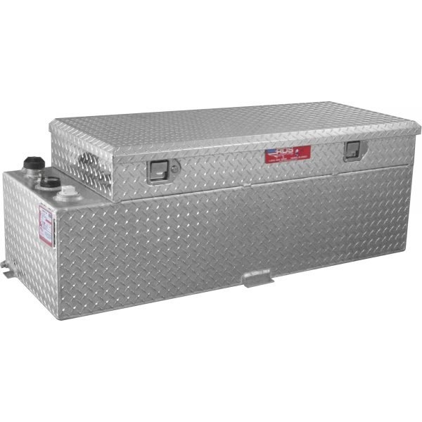 RDS 71925 Aluminum Transfer Fuel Tank/Toolbox Combo 60 Gal Rectangular Diamond Plate