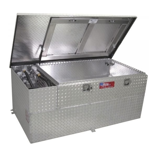 RDS 73955 Aluminum Transfer Fuel Tank/Toolbox Combo w/ GPI 15 GPM Pump 52 Gal Diamond Plate