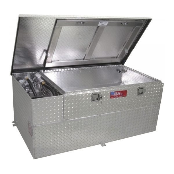 RDS 73956 Aluminum Transfer Fuel Tank/Toolbox Combo w/ GPI 15 GPM Pump 70 Gal Diamond Plate