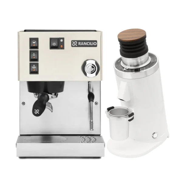 Rancilio Silvia M V6 White & DF64 Gen 2 - White Grinder