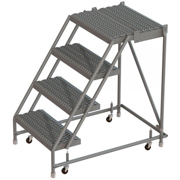 Tri-Arc KDSR004242-D2 4-Step Serrated Steel Rolling Ladder (450 lbs Cap)