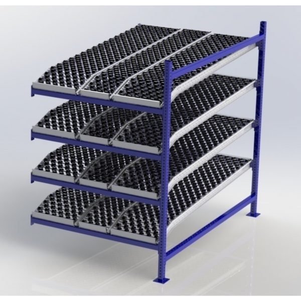 Unex CF99SKW48724-A 48in W x 72in D Gravity Flow Skatewheel Rack Adder Unit, 4-Tier