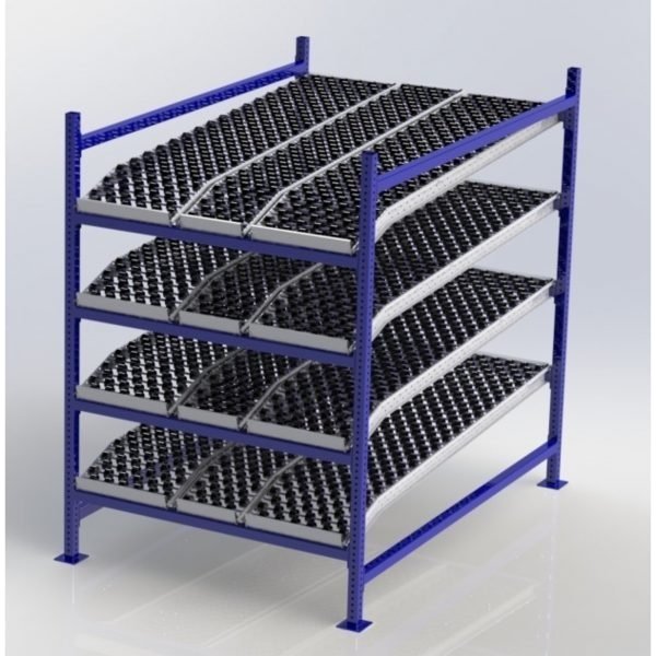 Unex CF99SKW48724-S 48in W x 72in D Gravity Flow Skatewheel Rack Starter Kit, 4-Tier